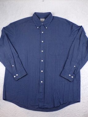 BrooksBros Men's Button-Down Dress Shirt Blue/Vertical Line Pattern Size L